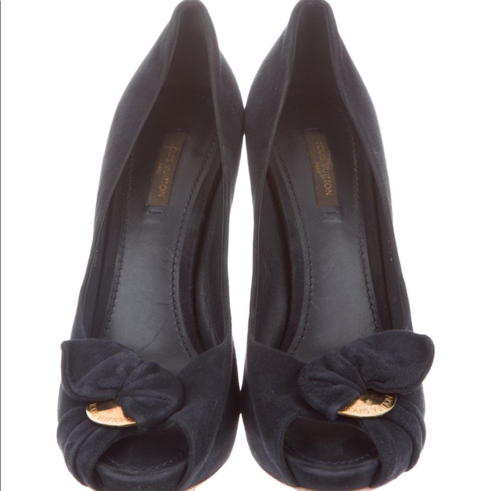 Louis Vuitton Suede Peep Toe Pump